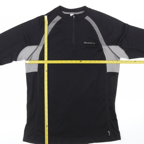 Quechua Men's Black 2XL Long Sleeve 1/4 Zip Hiking Top