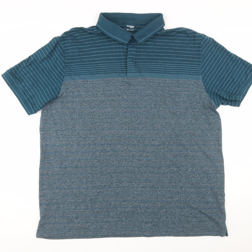 Dunnes Stores Men Blue Striped Polo Shirt Regular Fit XXL