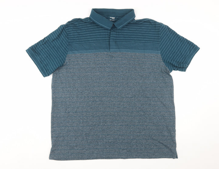 Dunnes Stores Men Blue Striped Polo Shirt Regular Fit XXL
