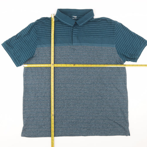 Dunnes Stores Men Blue Striped Polo Shirt Regular Fit XXL