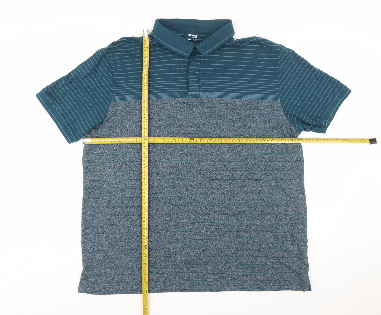 Dunnes Stores Men Blue Striped Polo Shirt Regular Fit XXL