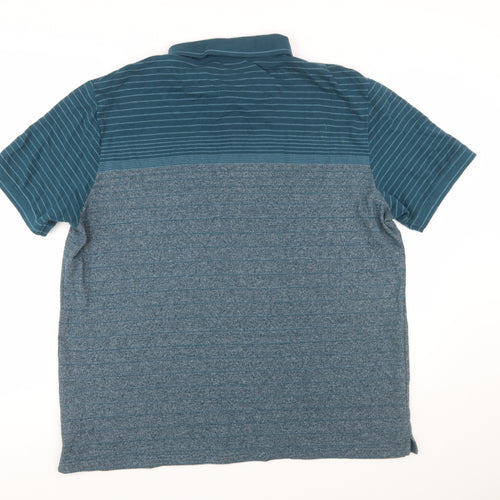 Dunnes Stores Men Blue Striped Polo Shirt Regular Fit XXL