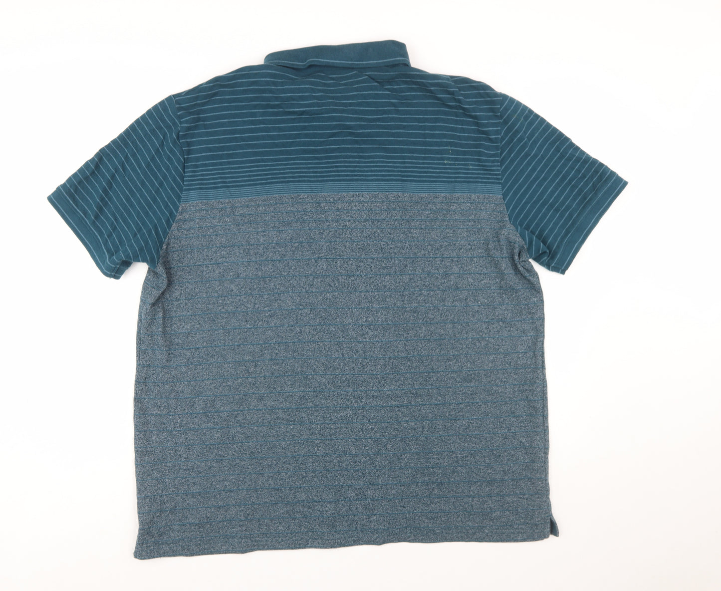 Dunnes Stores Men Blue Striped Polo Shirt Regular Fit XXL