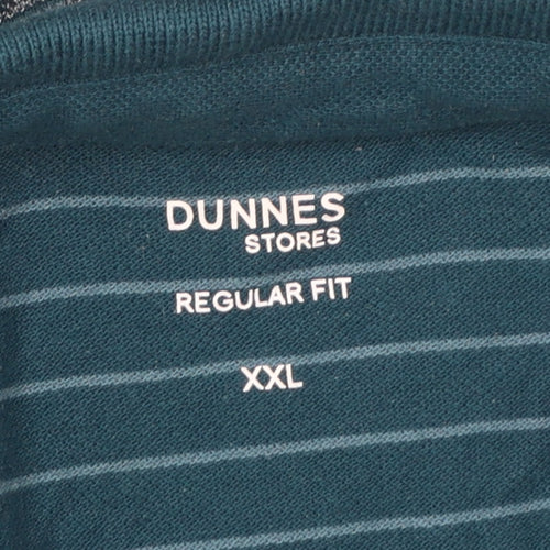 Dunnes Stores Men Blue Striped Polo Shirt Regular Fit XXL