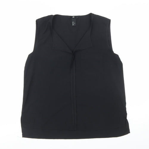 H&M Women's Black Sleeveless V-Neck Polyester Blouse Size 14