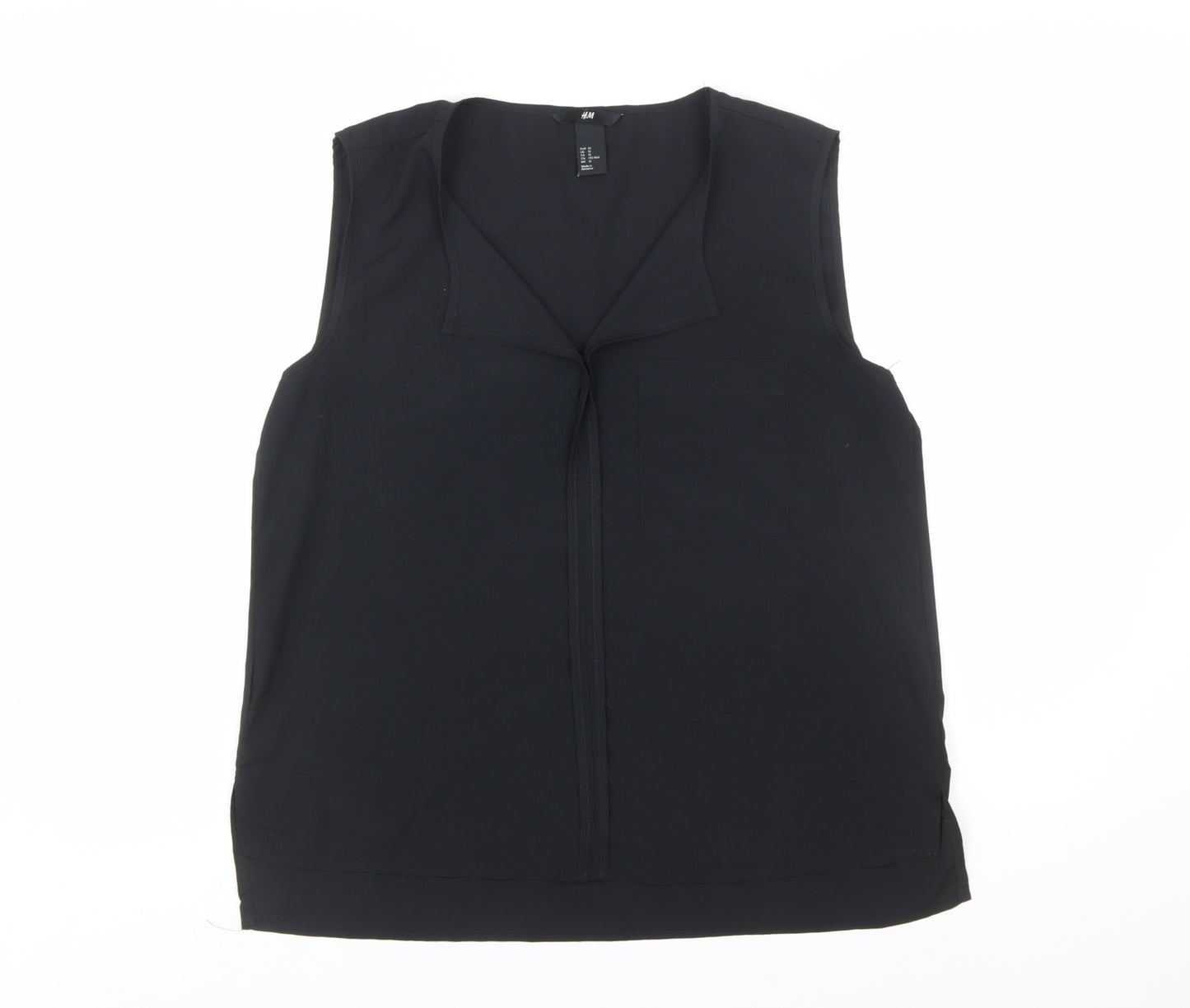 H&M Women's Black Sleeveless V-Neck Polyester Blouse Size 14