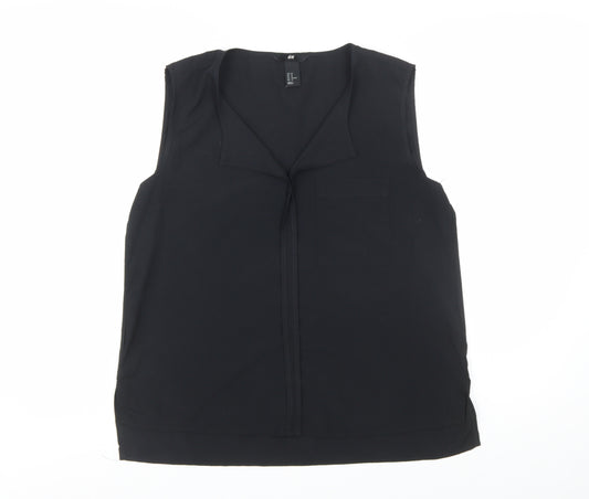 H&M Women's Black Sleeveless V-Neck Polyester Blouse Size 14