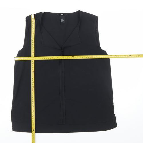 H&M Women's Black Sleeveless V-Neck Polyester Blouse Size 14