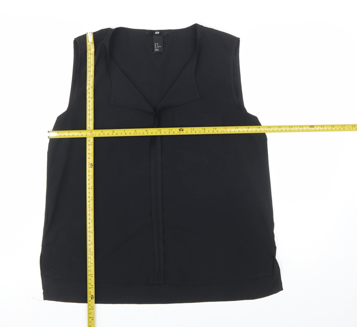 H&M Women's Black Sleeveless V-Neck Polyester Blouse Size 14