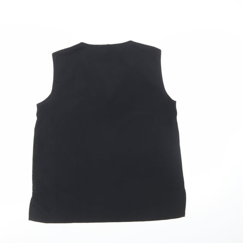 H&M Women's Black Sleeveless V-Neck Polyester Blouse Size 14