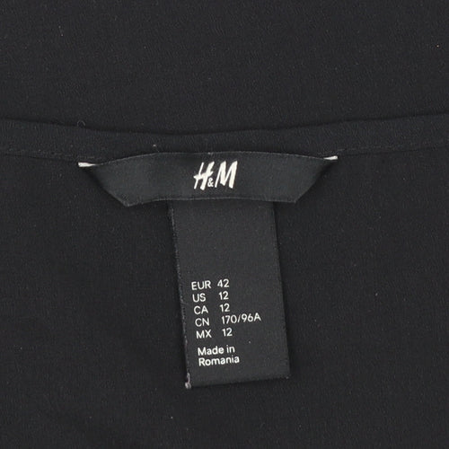 H&M Women's Black Sleeveless V-Neck Polyester Blouse Size 14