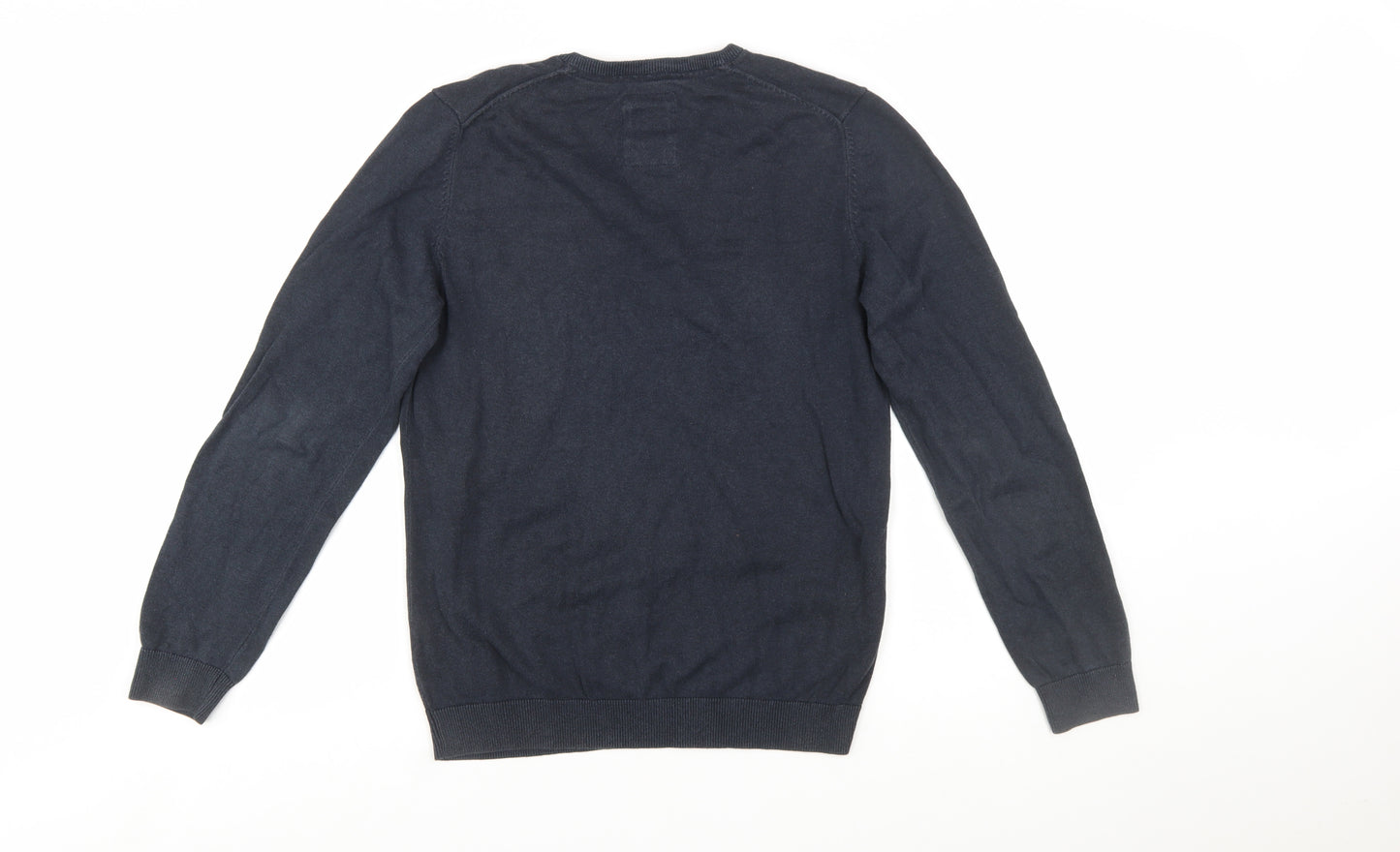 s.Oliver Men's Blue V-Neck Cotton Jumper Size S