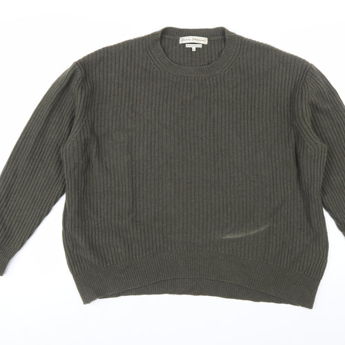 Dear Dharma Womens Green Cashmere Blend Ribbed Knit Jumper XL