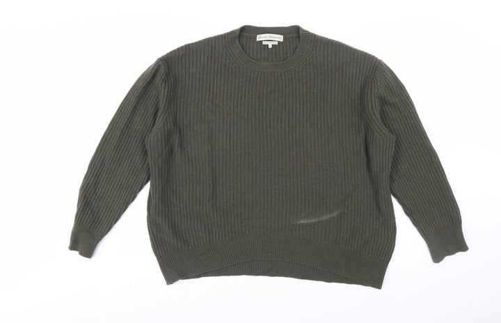Dear Dharma Womens Green Cashmere Blend Ribbed Knit Jumper XL