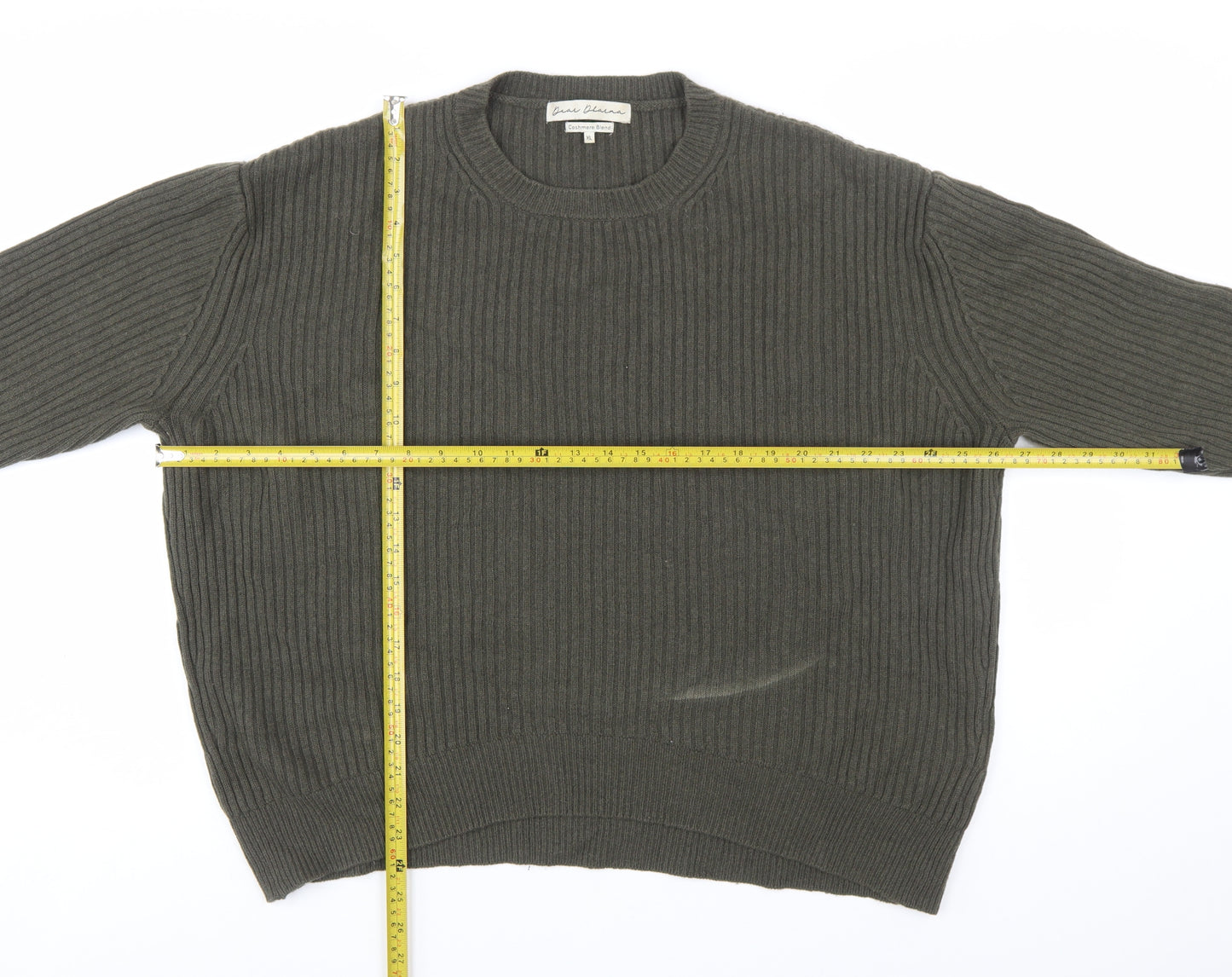 Dear Dharma Womens Green Cashmere Blend Ribbed Knit Jumper XL