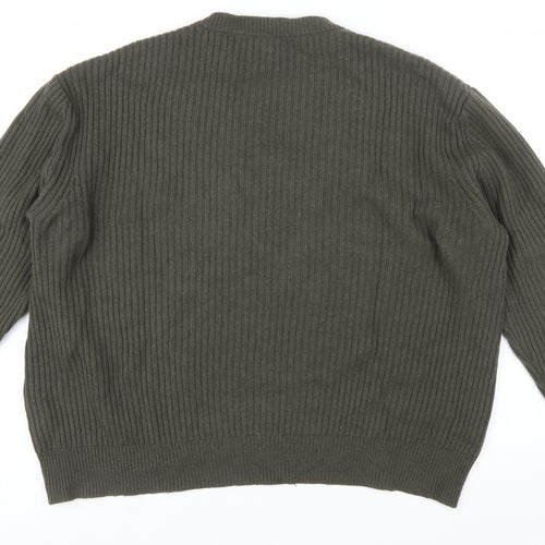 Dear Dharma Womens Green Cashmere Blend Ribbed Knit Jumper XL