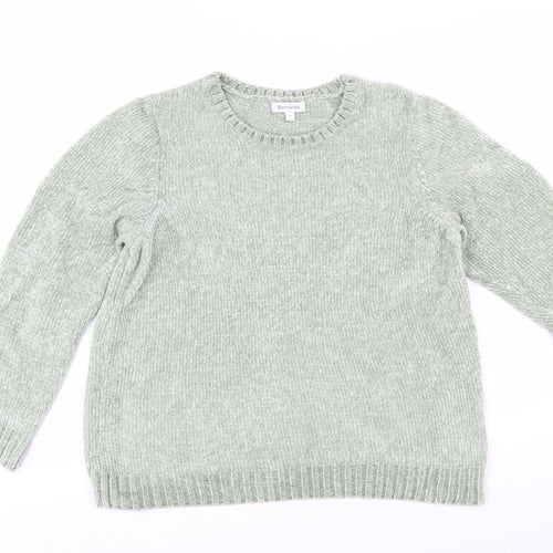 Bonmarché Women’s Green Crew Neck Long Sleeve Pullover Jumper Size 14