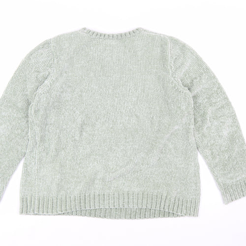 Bonmarché Women’s Green Crew Neck Long Sleeve Pullover Jumper Size 14