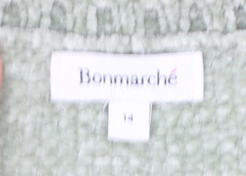 Bonmarché Women’s Green Crew Neck Long Sleeve Pullover Jumper Size 14