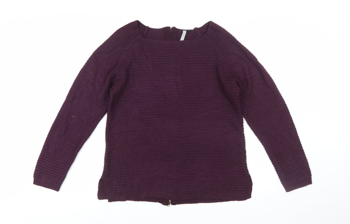 Intuition Women’s Purple Full Zip Chunky Knit Jumper Size 10/12