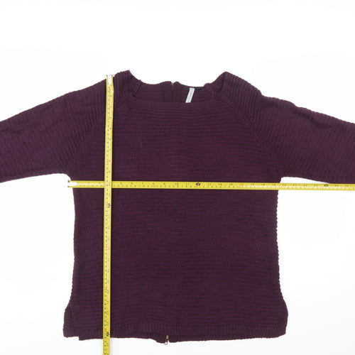 Intuition Women’s Purple Full Zip Chunky Knit Jumper Size 10/12
