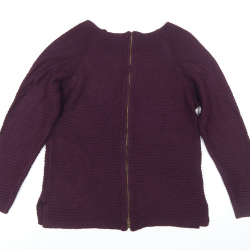 Intuition Women’s Purple Full Zip Chunky Knit Jumper Size 10/12