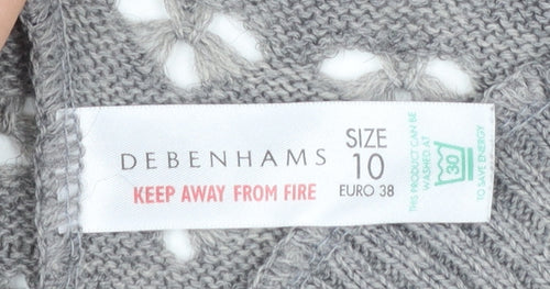 Debenhams Women’s Grey Open-Knit Cardigan Size 10