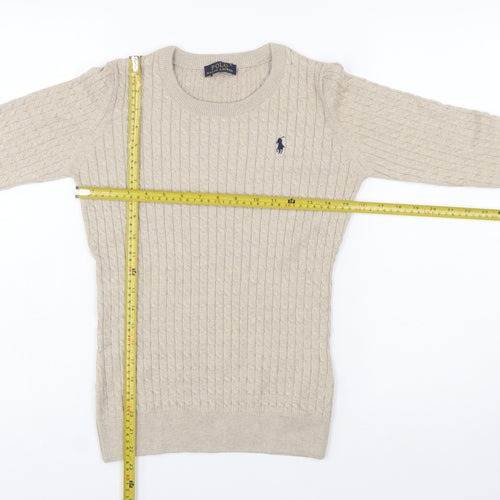 Ralph Lauren Women's Beige Cotton Cable Knit Jumper Size S