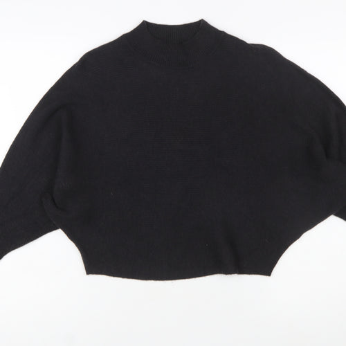 Zara Women Black Mock Neck Knit Pullover Jumper Size 12