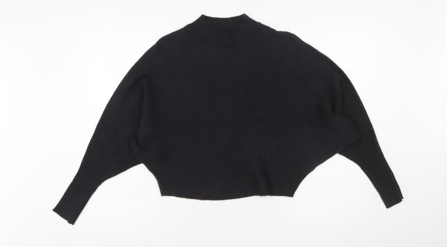 Zara Women Black Mock Neck Knit Pullover Jumper Size 12