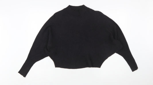 Zara Women Black Mock Neck Knit Pullover Jumper Size 12