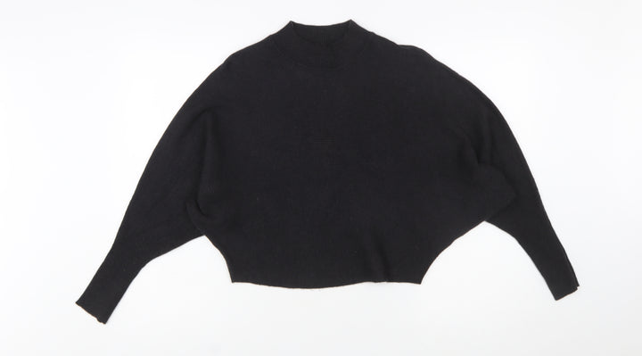 Zara Women Black Mock Neck Knit Pullover Jumper Size 12