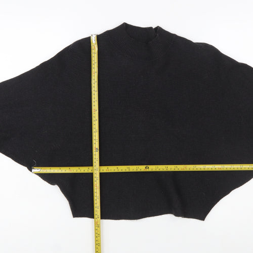 Zara Women Black Mock Neck Knit Pullover Jumper Size 12