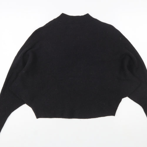 Zara Women Black Mock Neck Knit Pullover Jumper Size 12