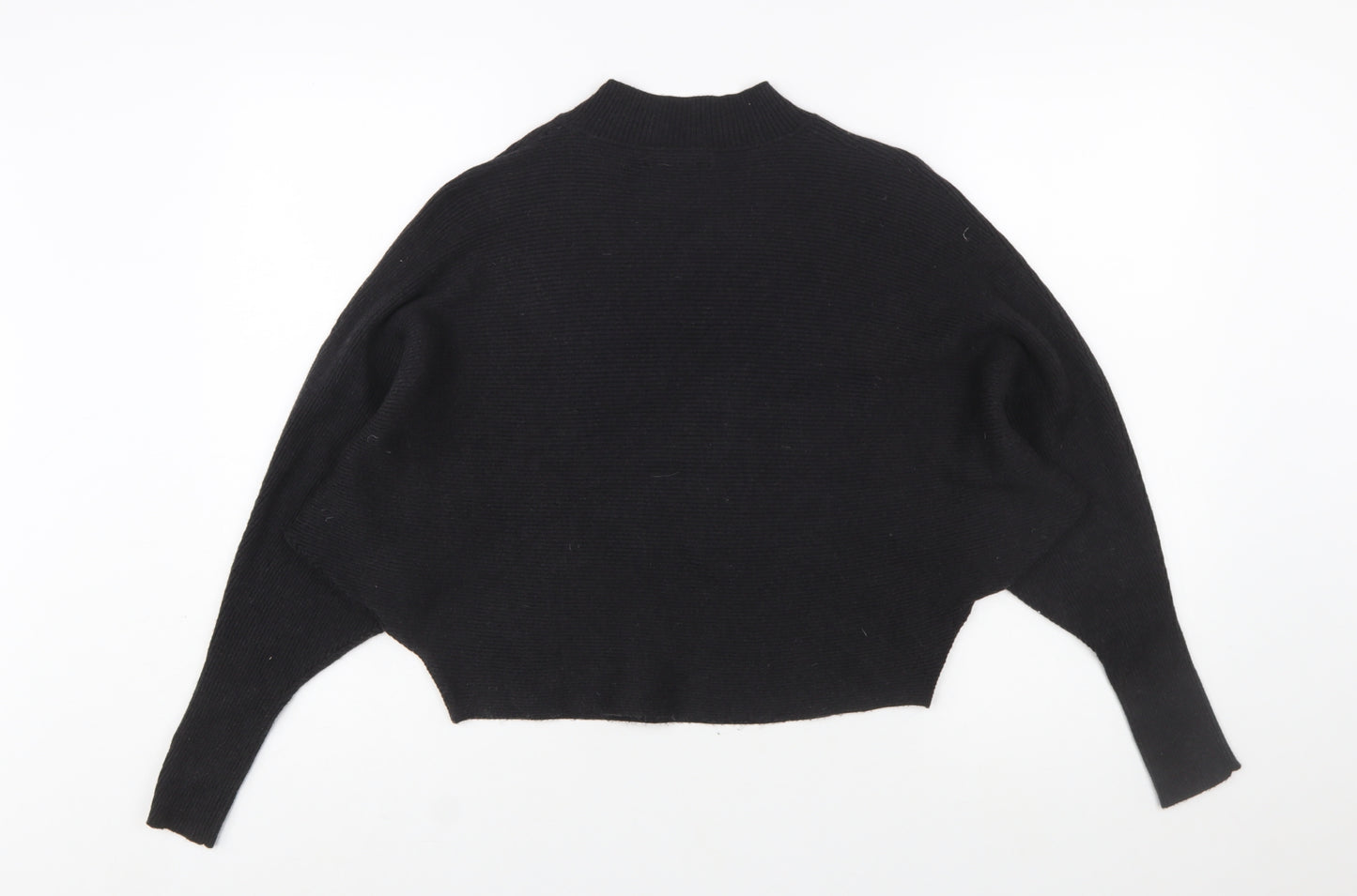 Zara Women Black Mock Neck Knit Pullover Jumper Size 12