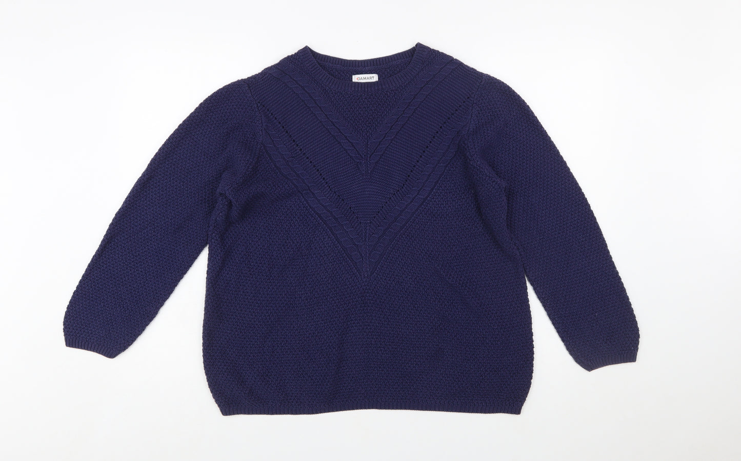 Damart Women's Blue L Chunky Knit Pullover Jumper