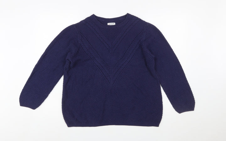 Damart Women's Blue L Chunky Knit Pullover Jumper