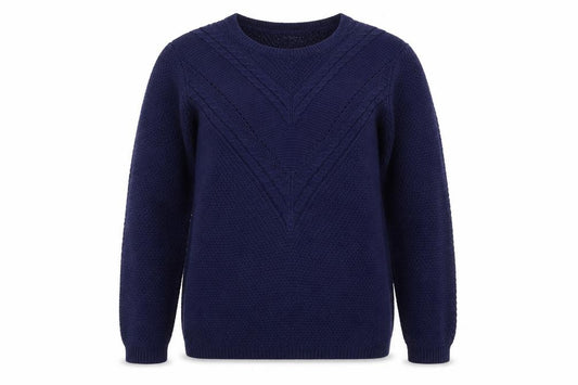Front view of Damart Women's Blue L Chunky Knit jumper