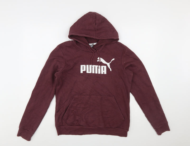 Puma Women's Burgundy Pullover Hoodie Size 12 Cotton Blend