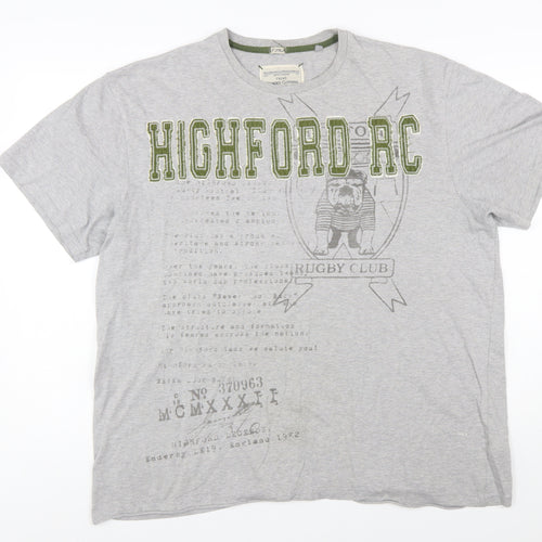 Next Men Grey 2XL Rugby Club Graphic T-Shirt Short Sleeve