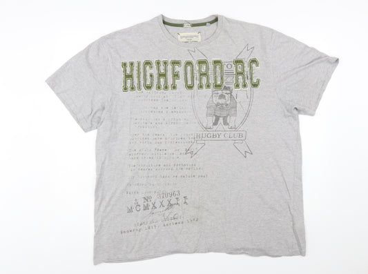 Next Men Grey 2XL Rugby Club Graphic T-Shirt Short Sleeve