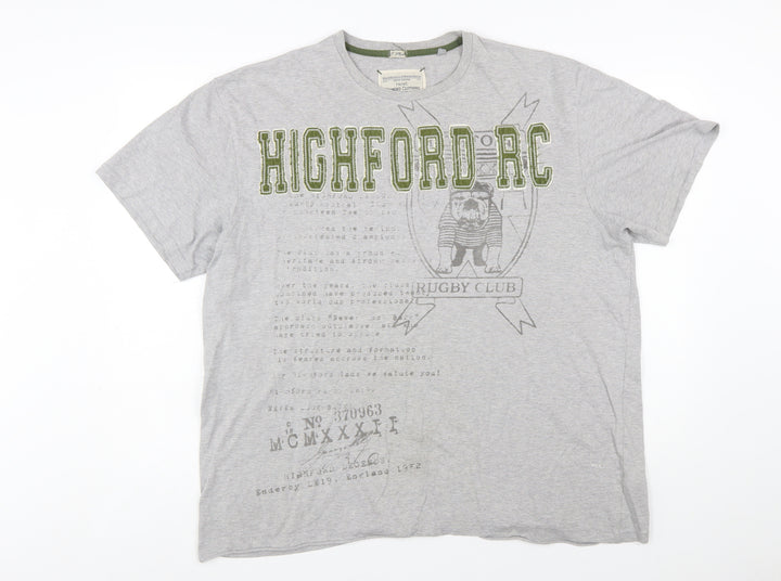 Next Men Grey 2XL Rugby Club Graphic T-Shirt Short Sleeve