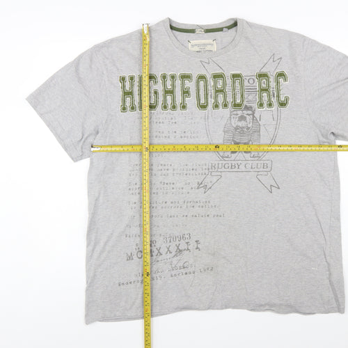 Next Men Grey 2XL Rugby Club Graphic T-Shirt Short Sleeve
