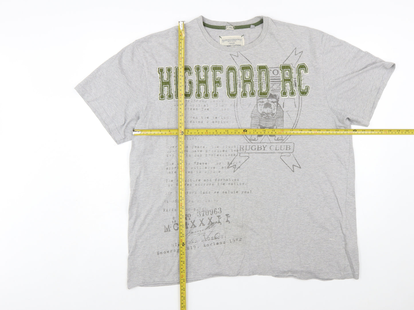 Next Men Grey 2XL Rugby Club Graphic T-Shirt Short Sleeve