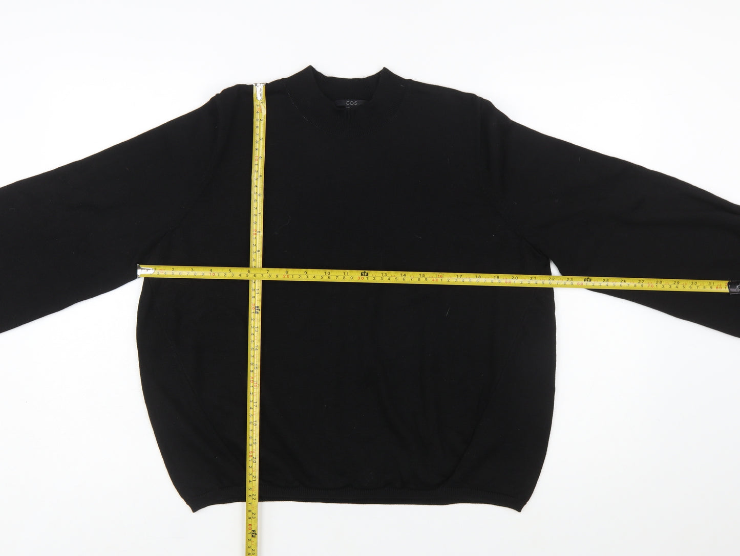 COS Womens Black Wool Crew Neck Long Sleeve Pullover Jumper L