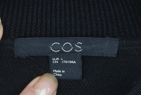 COS Womens Black Wool Crew Neck Long Sleeve Pullover Jumper L