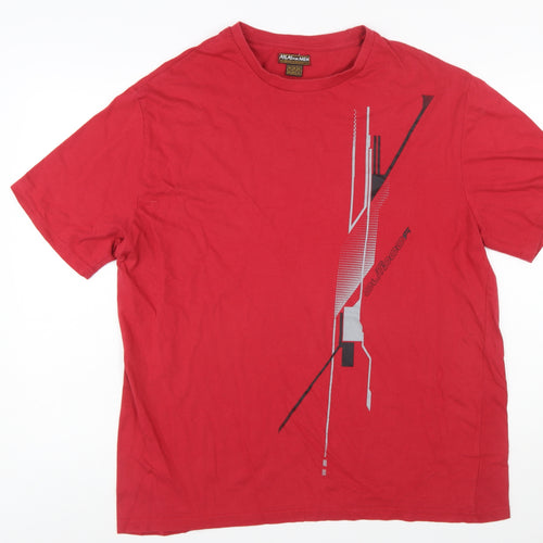 Atlas For Men Red Graphic Print Crew Neck Cotton T-Shirt XL Men's