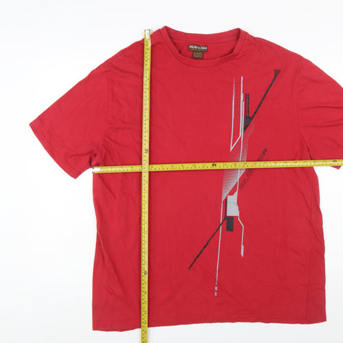 Atlas For Men Red Graphic Print Crew Neck Cotton T-Shirt XL Men's