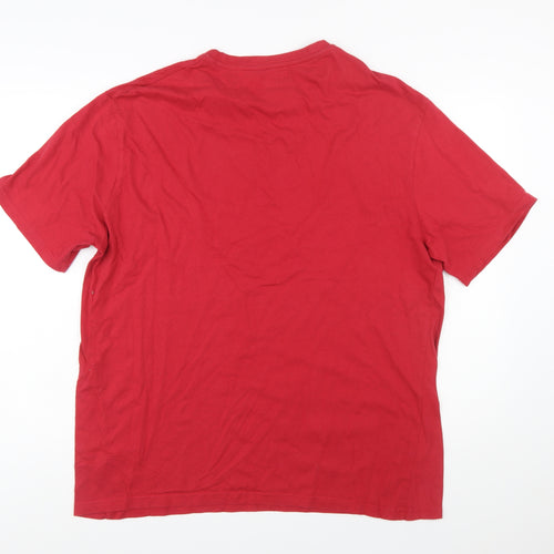 Atlas For Men Red Graphic Print Crew Neck Cotton T-Shirt XL Men's