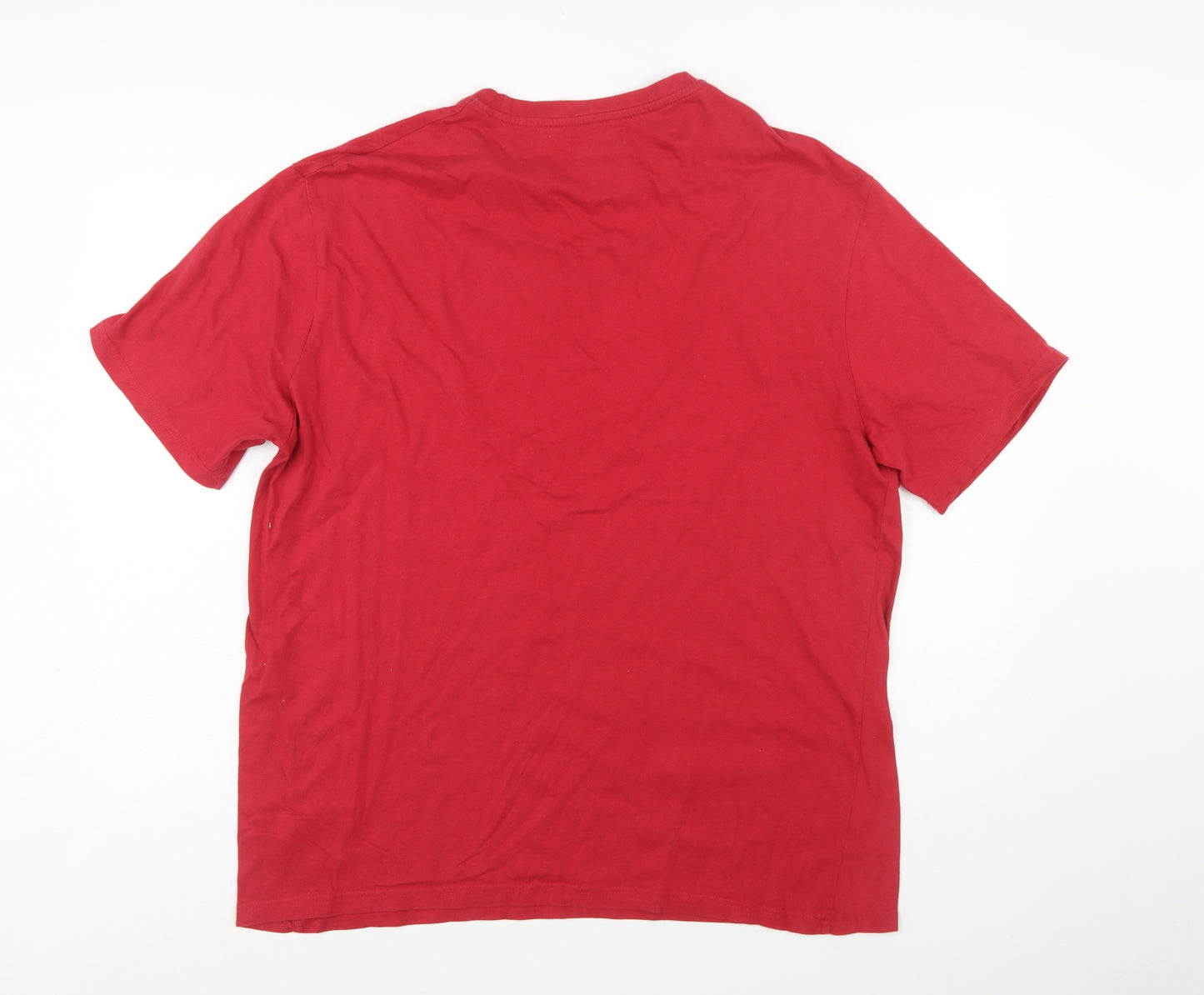 Atlas For Men Red Graphic Print Crew Neck Cotton T-Shirt XL Men's